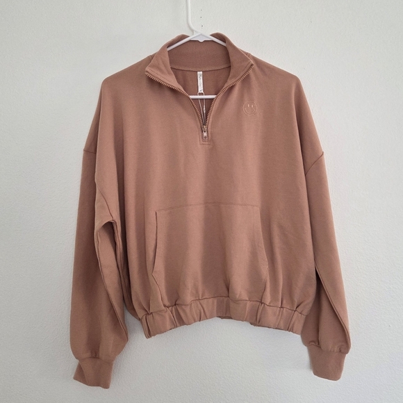 Rylee + Cru Sweaters - Rylee + Cru Peach Quarter-Zip Sweater Womens Size XS